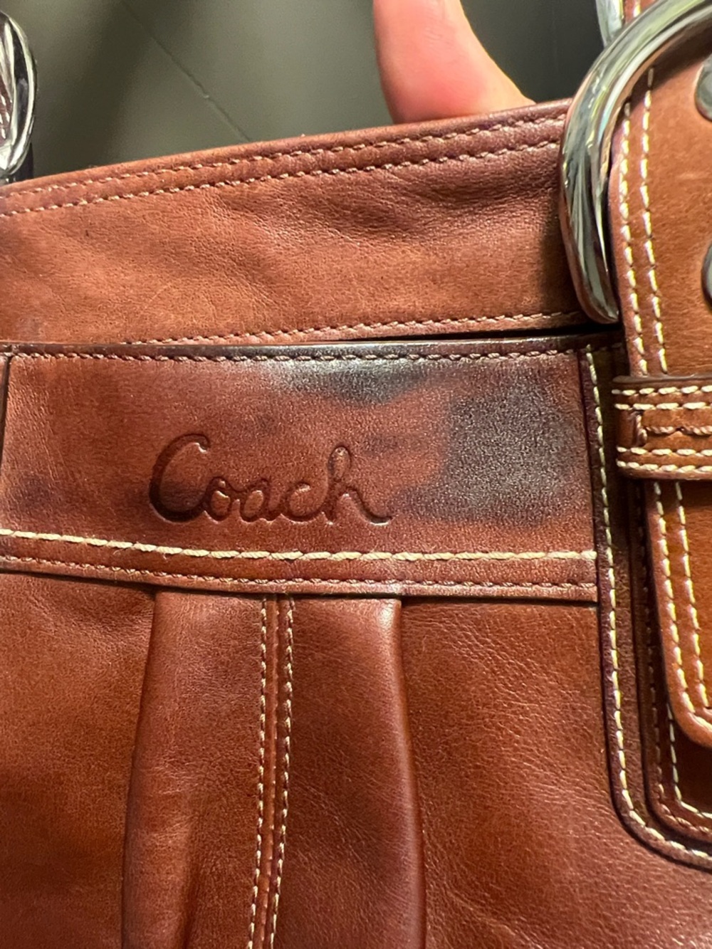 Vintage Coach Hampton Pleated Leather Satchel (style F18792) - Picture 14 of 14